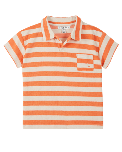 Polo éponge rayé orange et blanc