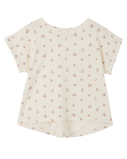 Tee-shirt coton bio écru griotte violet