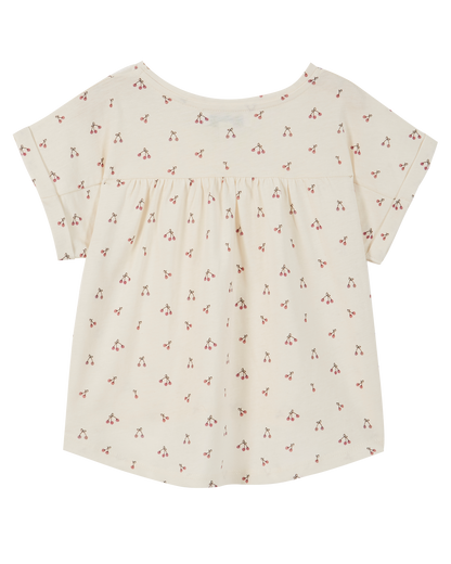 Tee-shirt coton bio écru griotte violet