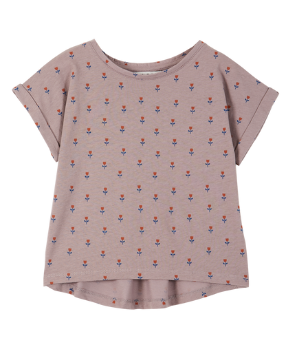 Tee-shirt coton bio tulipe mauve