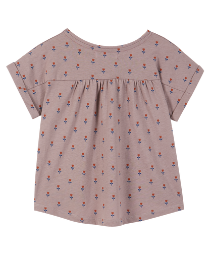 Tee-shirt coton bio tulipe mauve
