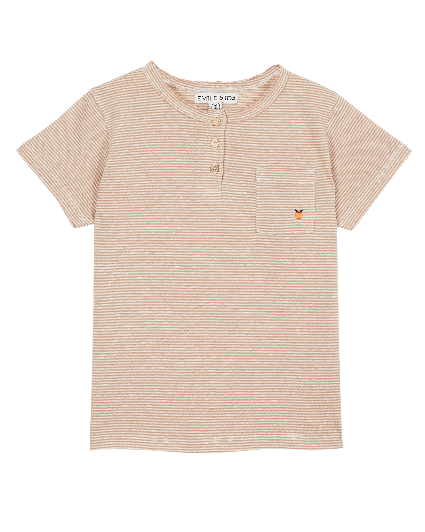Tee-shirt col tunisien coton bio flammé sahara