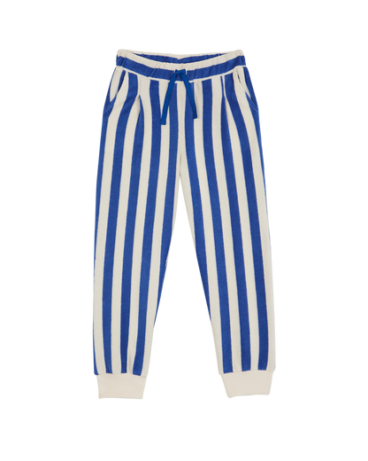 Pantalon éponge rayé céleste