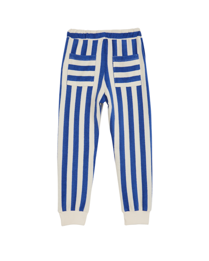 Pantalon éponge rayé céleste