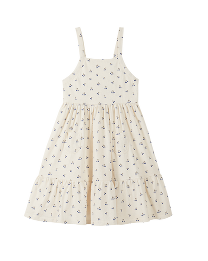 Robe coton bio écru griotte bleu