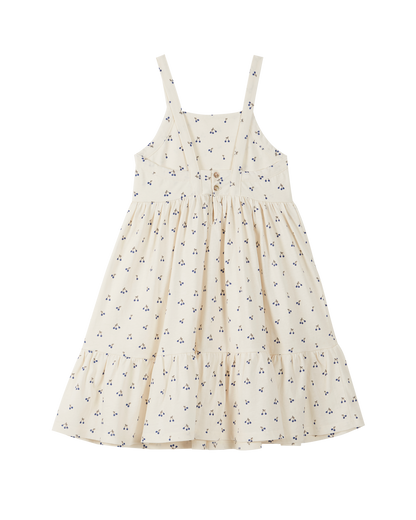 Robe coton bio écru griotte bleu