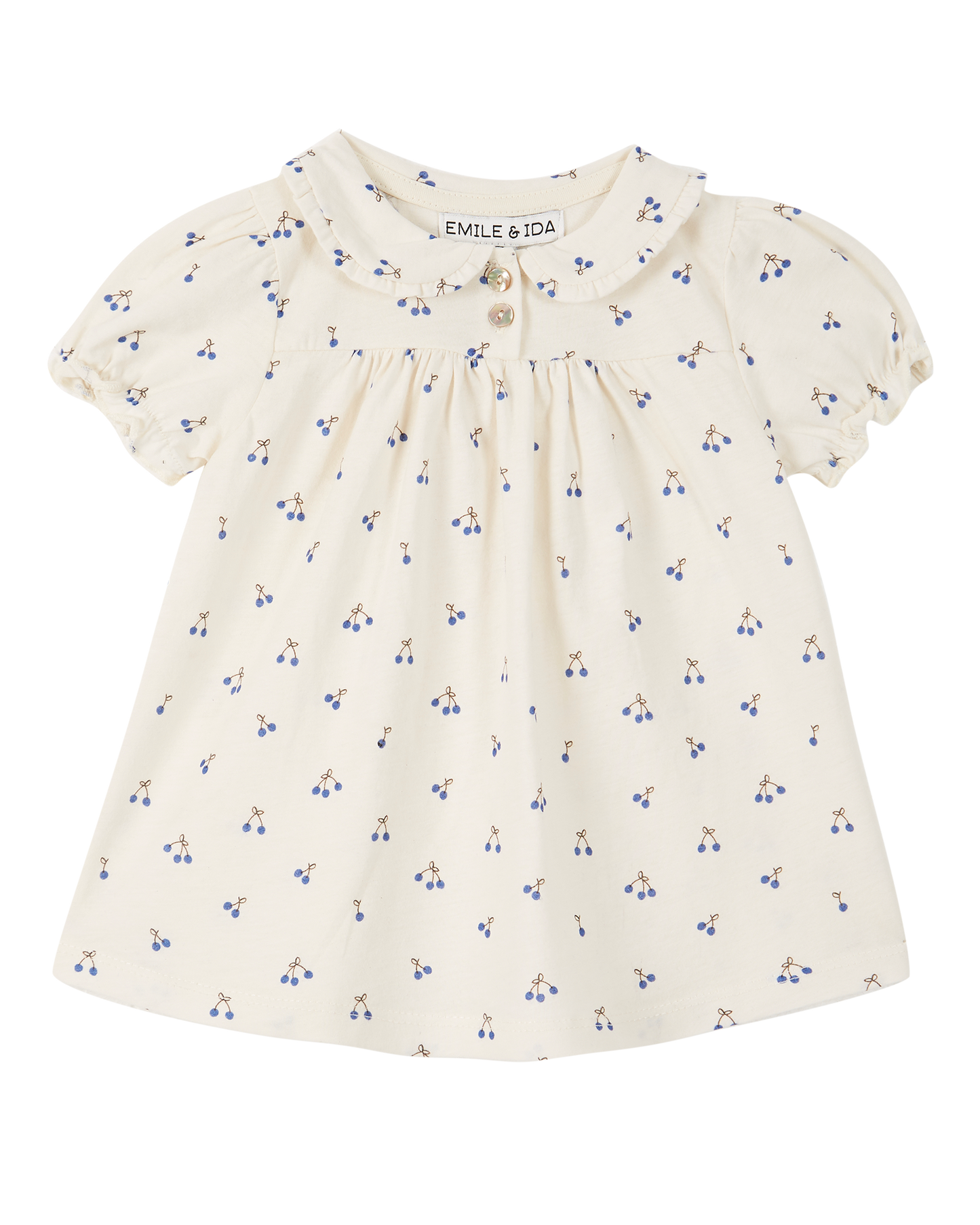 Robe coton bio écru griotte bleu
