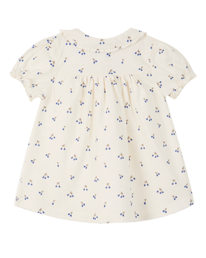 Robe coton bio écru griotte bleu