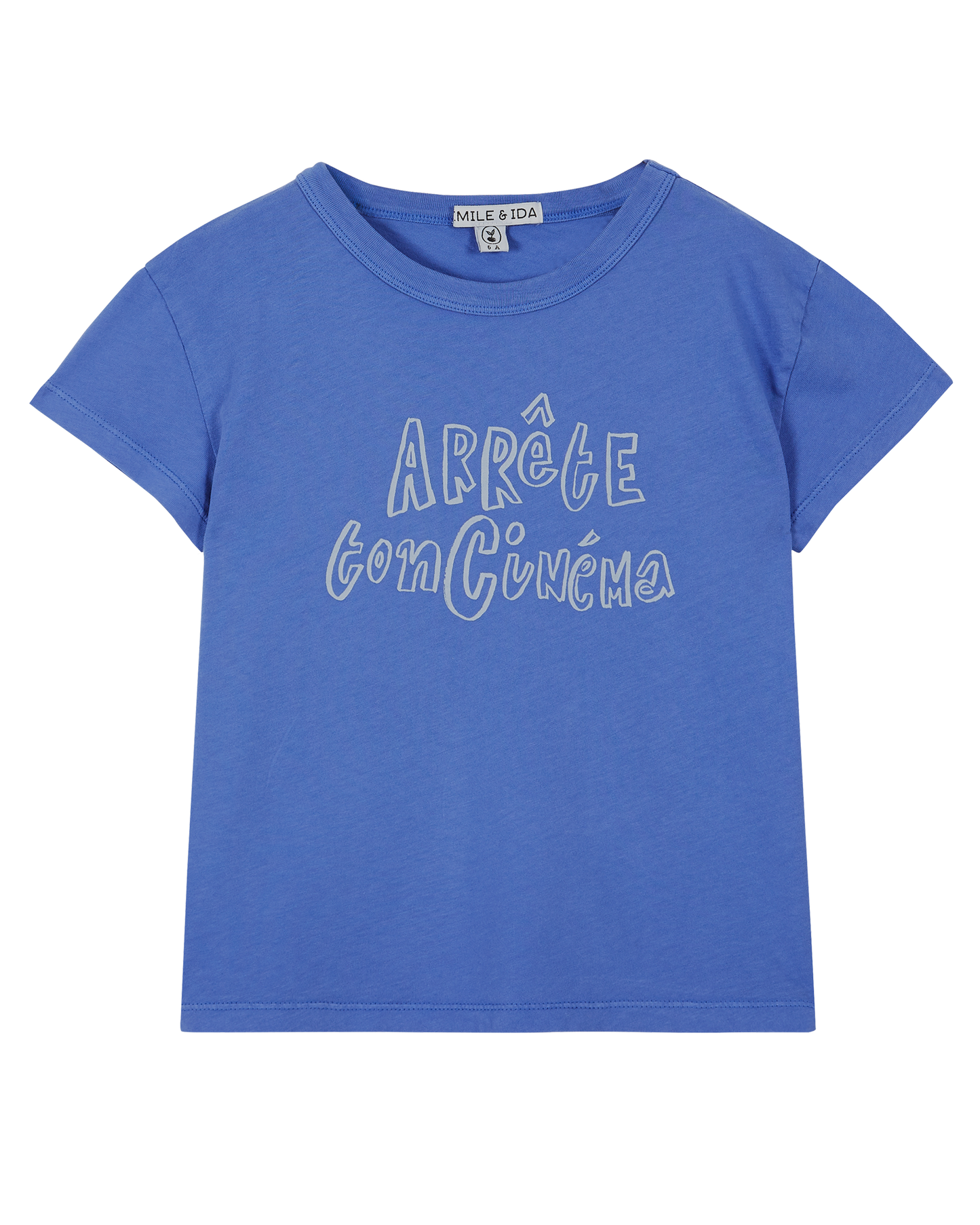 Tee-shirt coton bio céleste Arrête ton cinéma