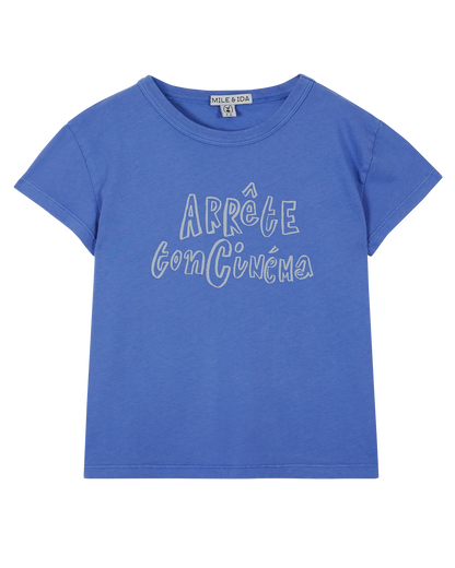 Tee-shirt coton bio céleste Arrête ton cinéma