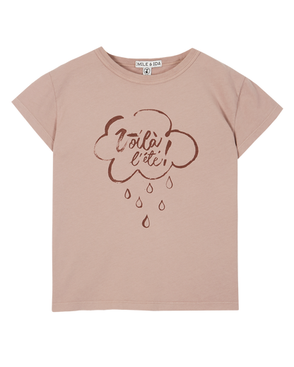 Tee-shirt coton bio mauve voilà l'été
