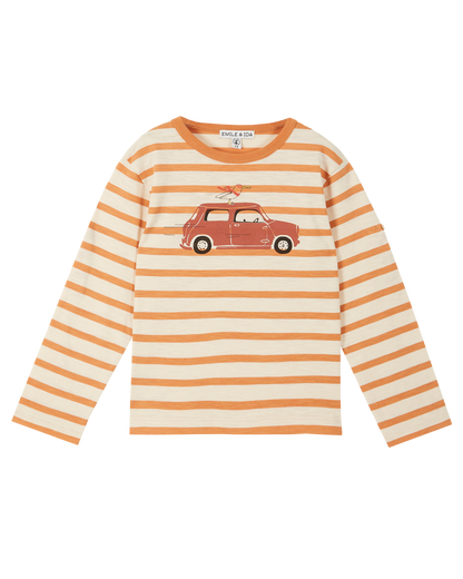 Tee-shirt bio rayé écru mangue