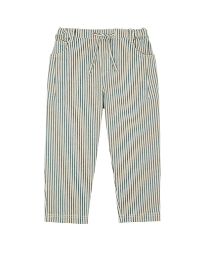 Pantalon coton rayure verte