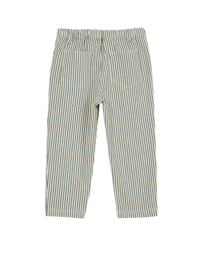 Pantalon coton rayure verte