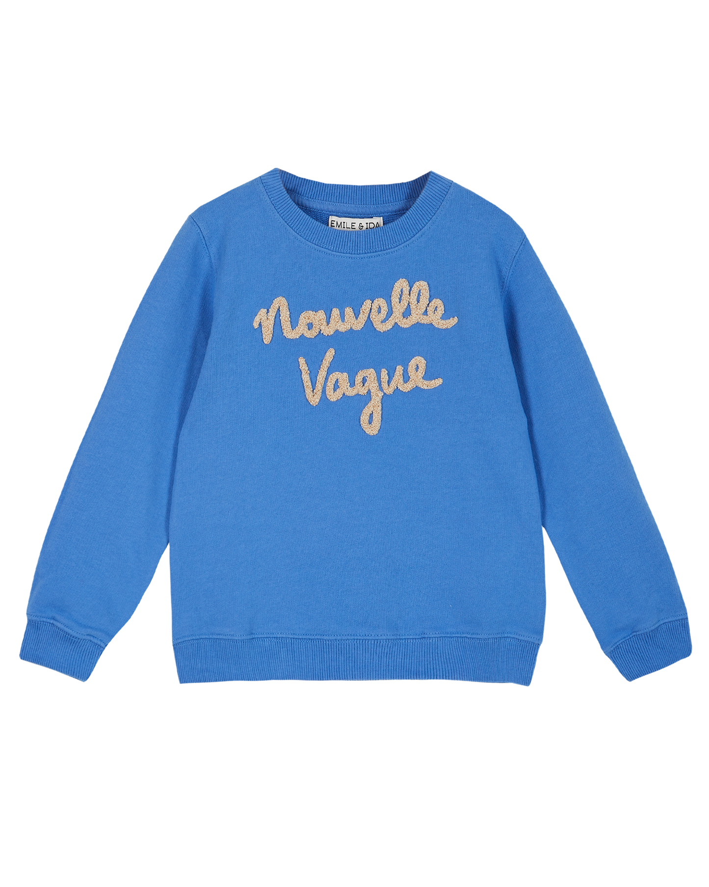 Sweatshirt coton bio molletonné céleste "Nouvelle vague"