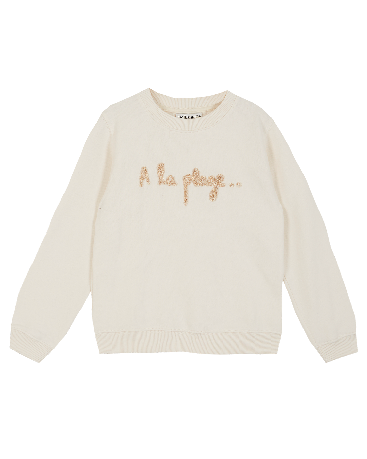 Sweatshirt coton bio molletonné écru "A la plage…"