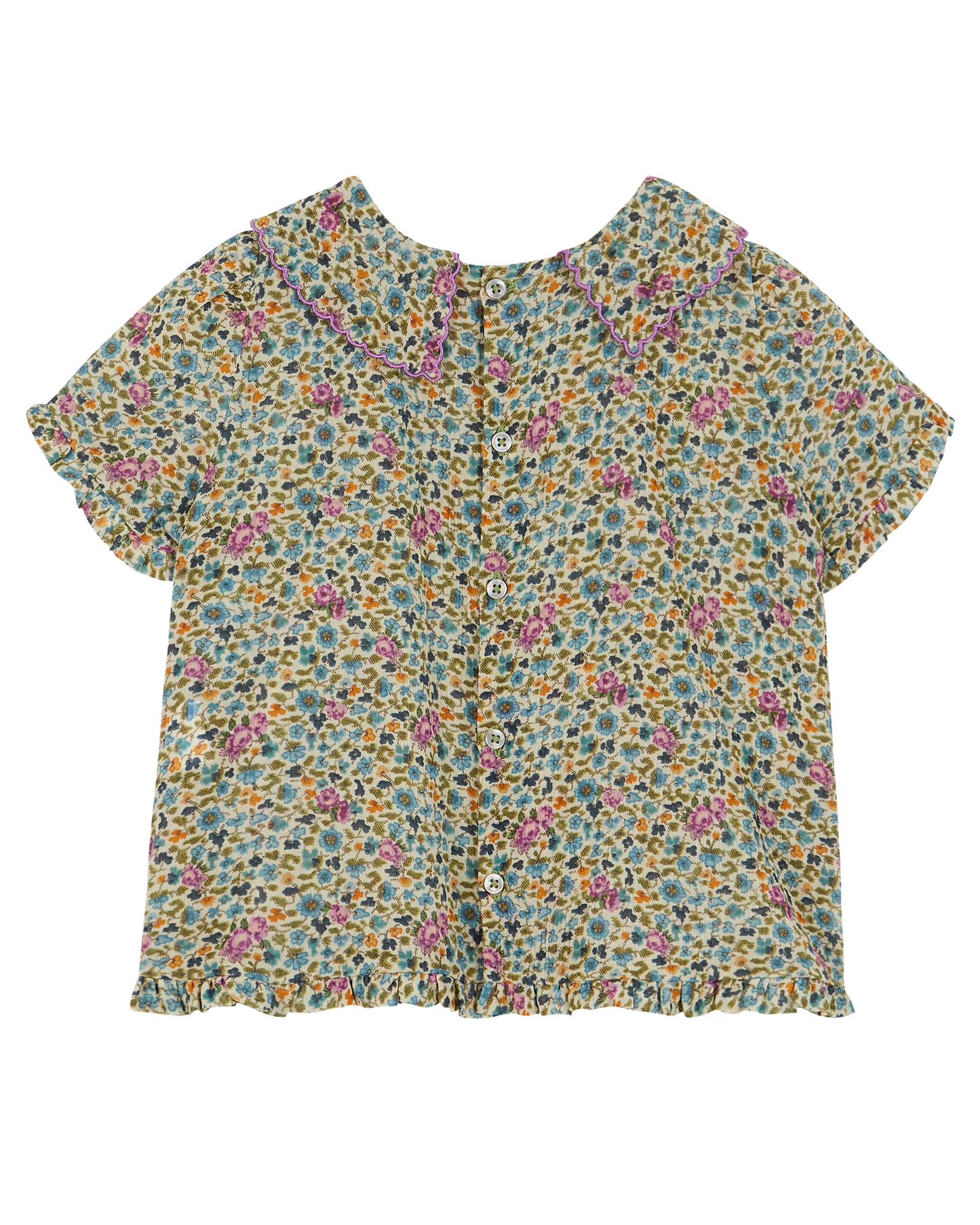 Blouse coton floral vert