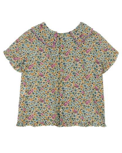 Blouse coton floral vert