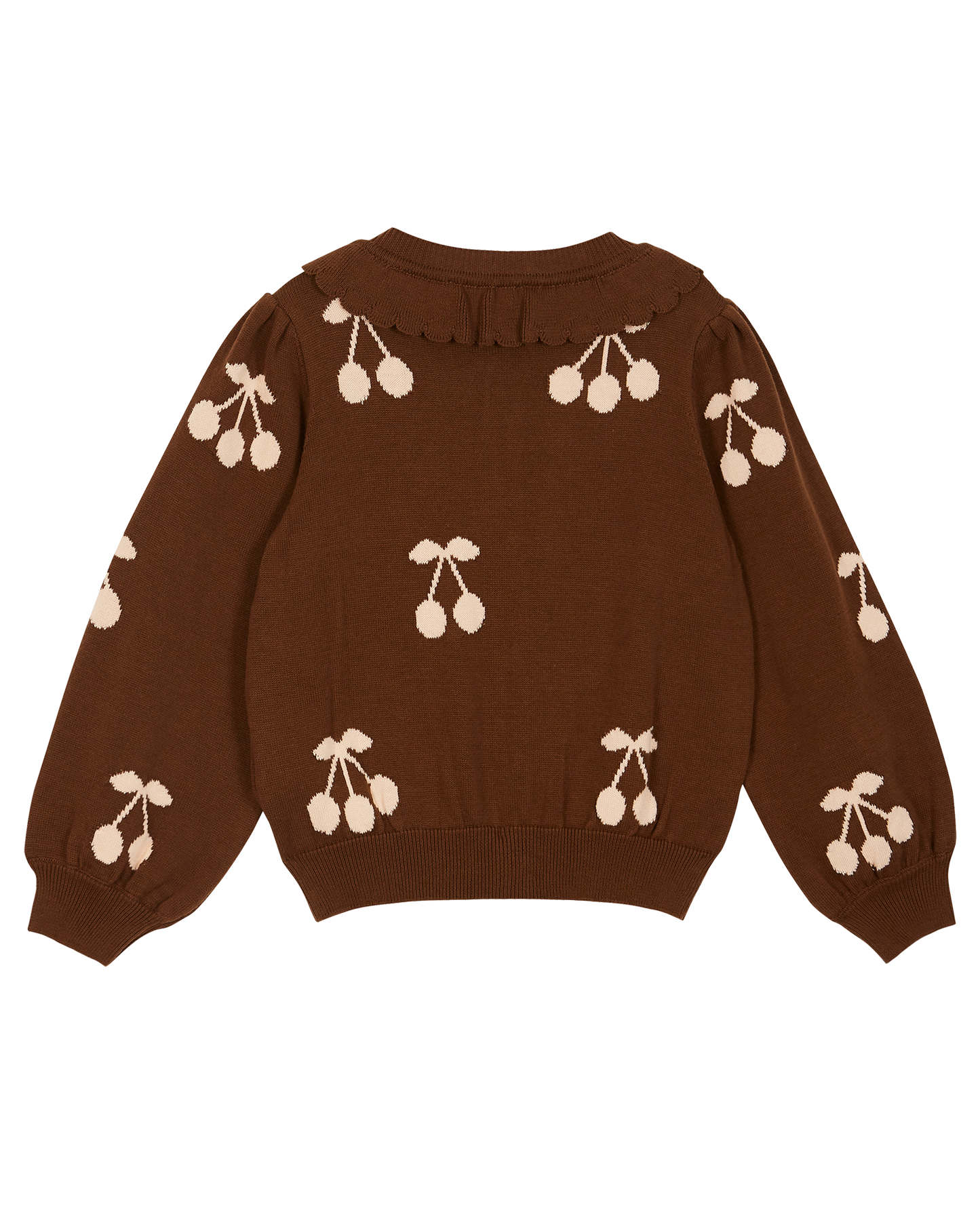 Cardigan cerise coton bio chocolat et écru