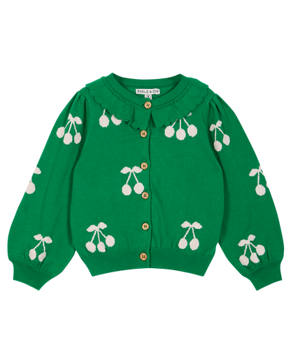 Cardigan cerise coton bio garden et écru