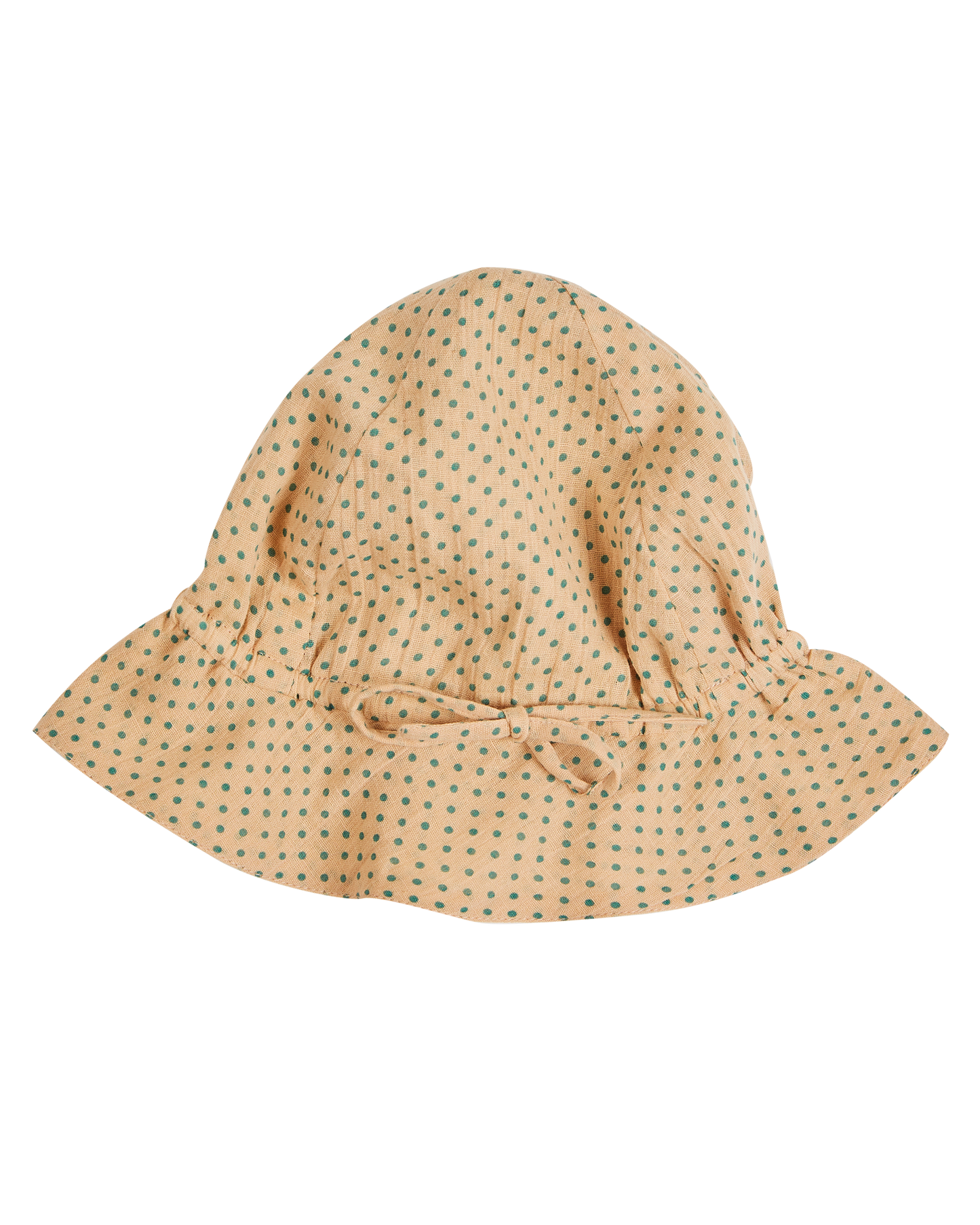 Chapeau coton beige pois vert