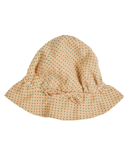 Chapeau coton beige pois vert