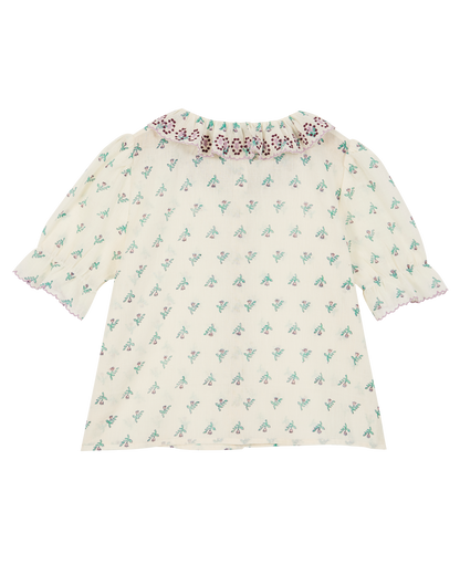 Blouse coton jonquille violet
