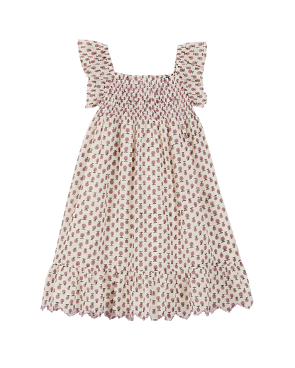 Robe coton écru granny violet