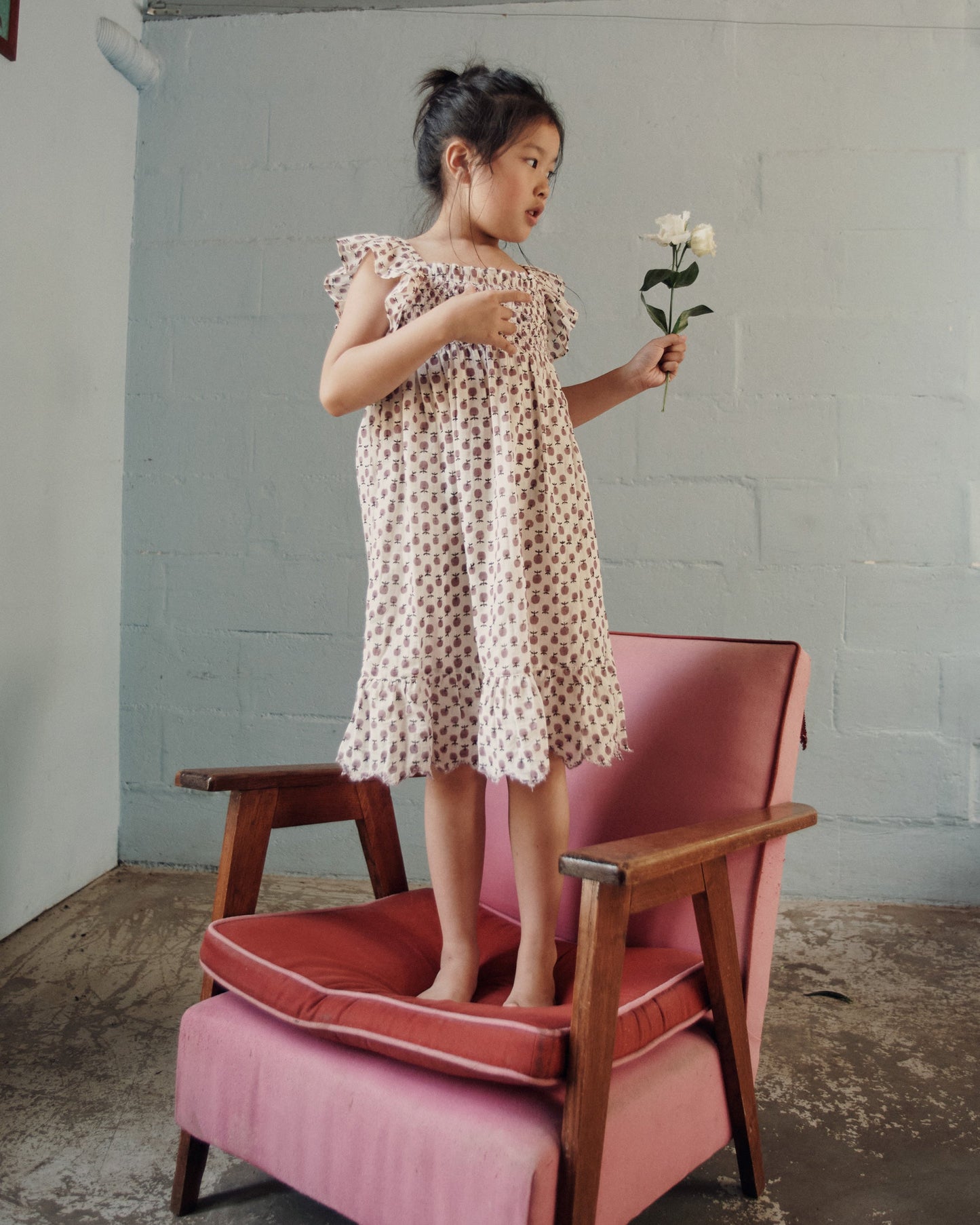Robe coton écru granny violet
