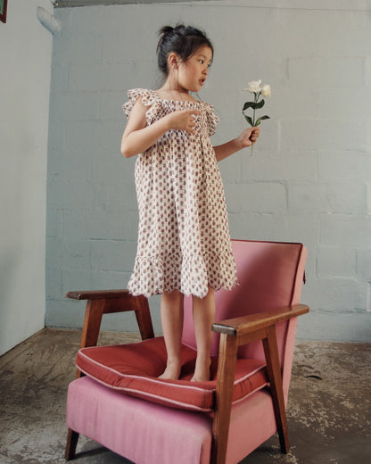 Robe coton écru granny violet