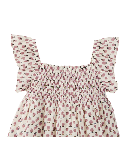 Robe coton écru granny violet