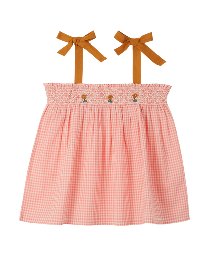 Top coton vichy rose