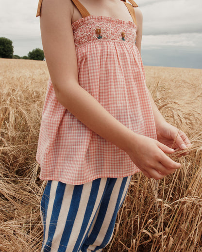 Top coton vichy rose