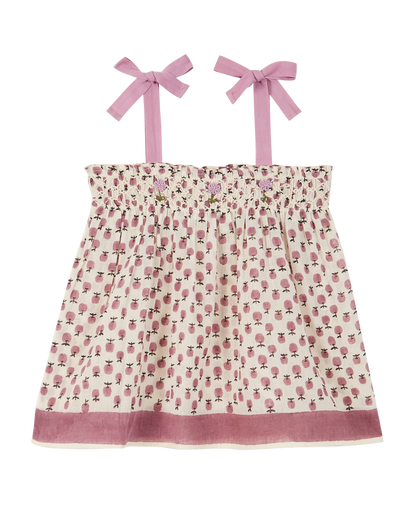 Top coton écru granny violet