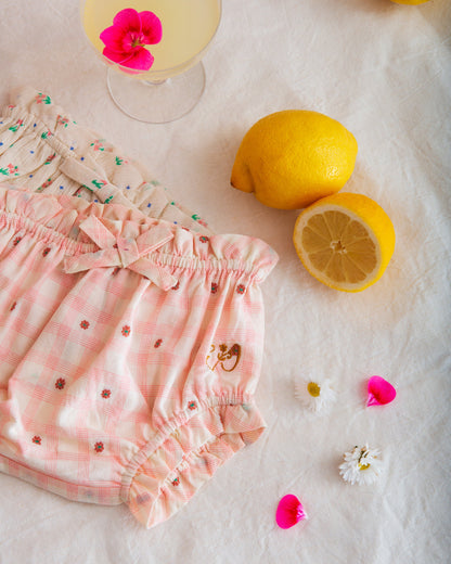 Bloomer coton carreau fleur rose