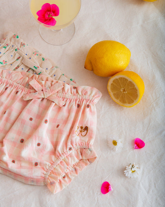 Bloomer coton carreau fleur rose