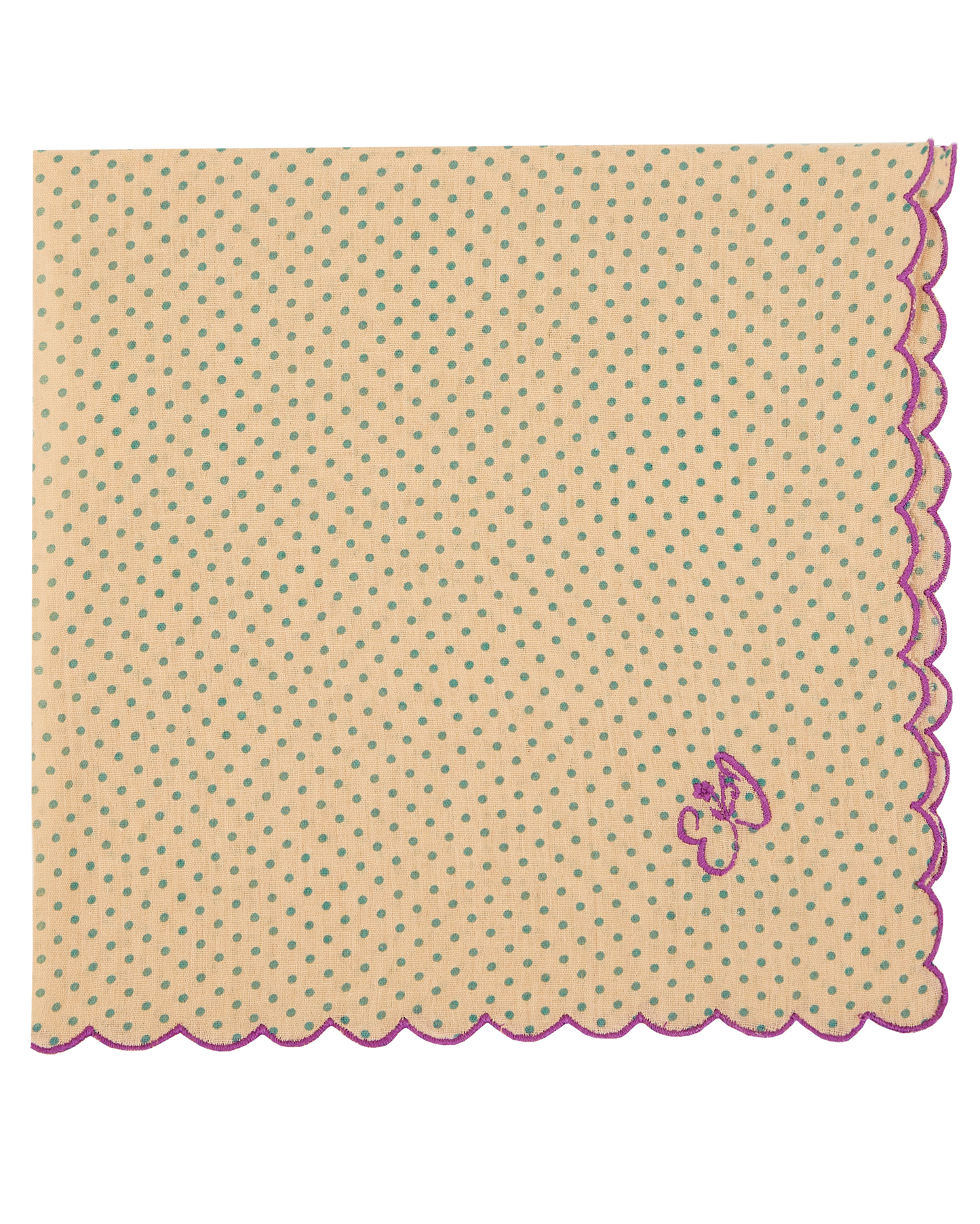 Foulard coton écru pois vert