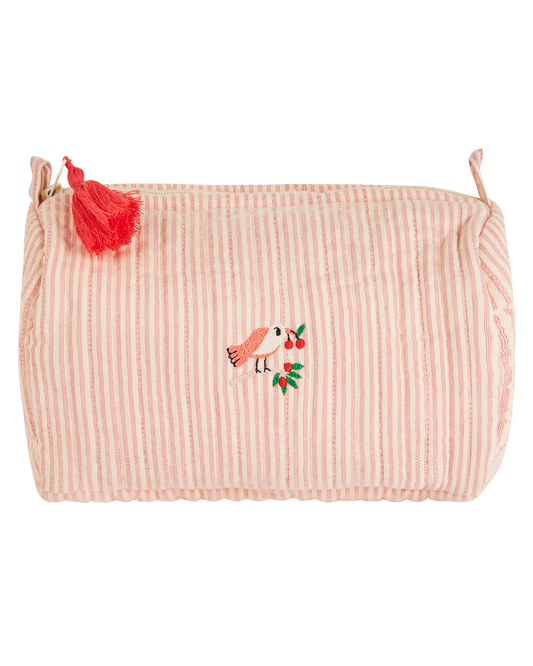 Trousse de toilette écru rayure rose