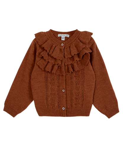 Cardigan volanté caramel