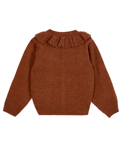 Cardigan volanté caramel