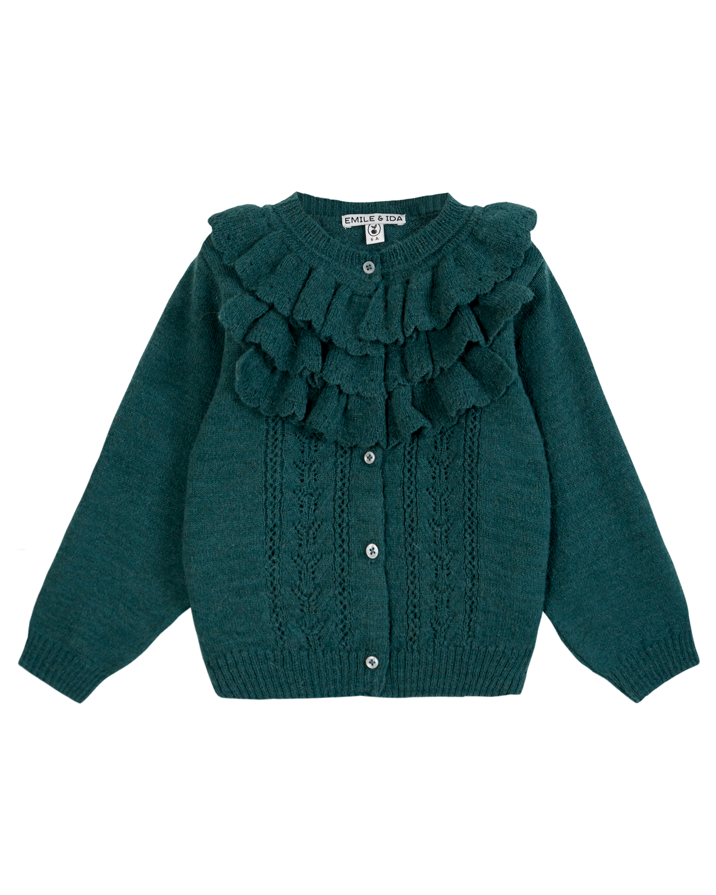 Cardigan volanté sapin