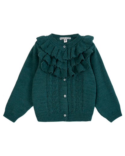 Cardigan volanté sapin