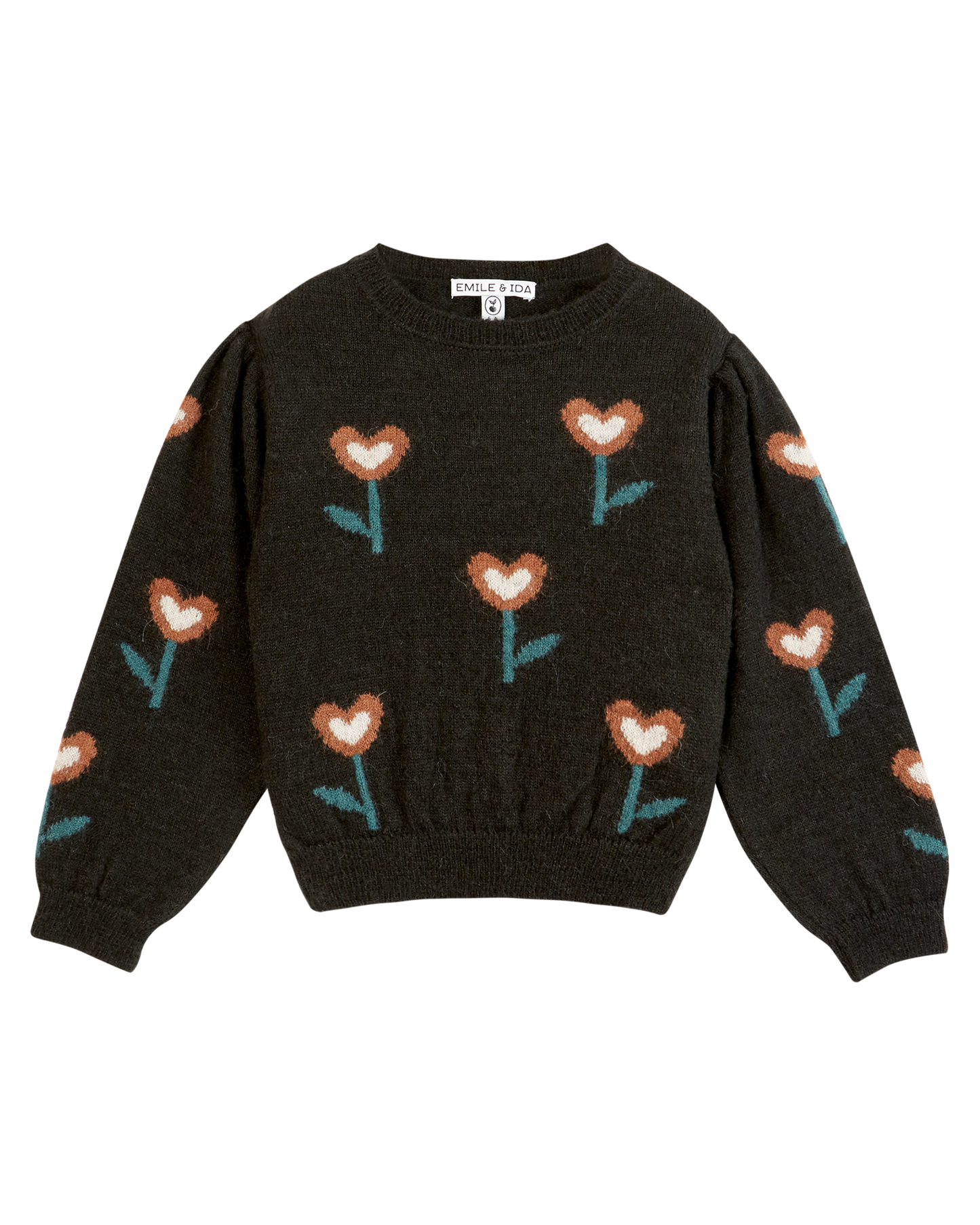 Pull fille tulipe bitume
