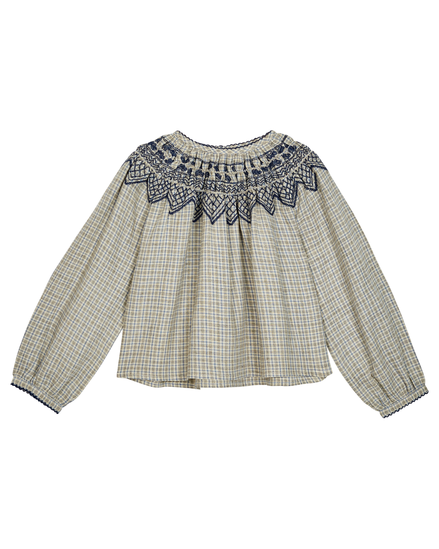 Blouse col brodé Caroline marine