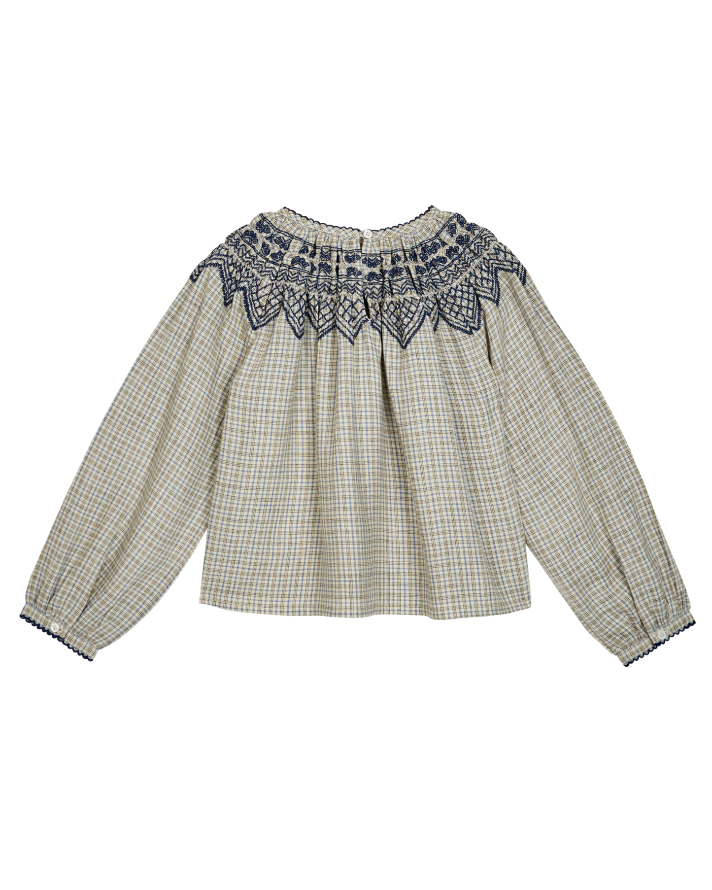 Blouse col brodé Caroline marine