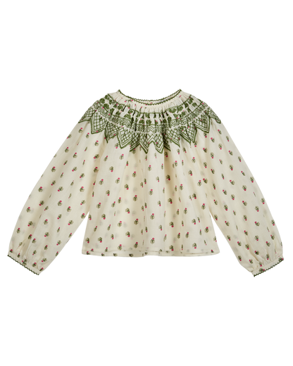 Blouse col brodé Lily écru