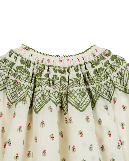Blouse col brodé Lily écru
