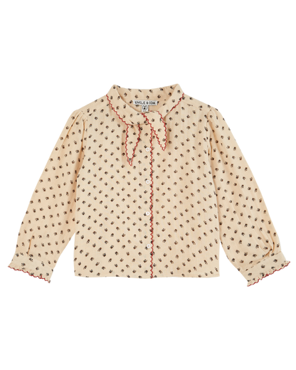 Blouse col noué chardon beige