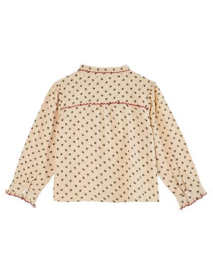 Blouse col noué chardon beige