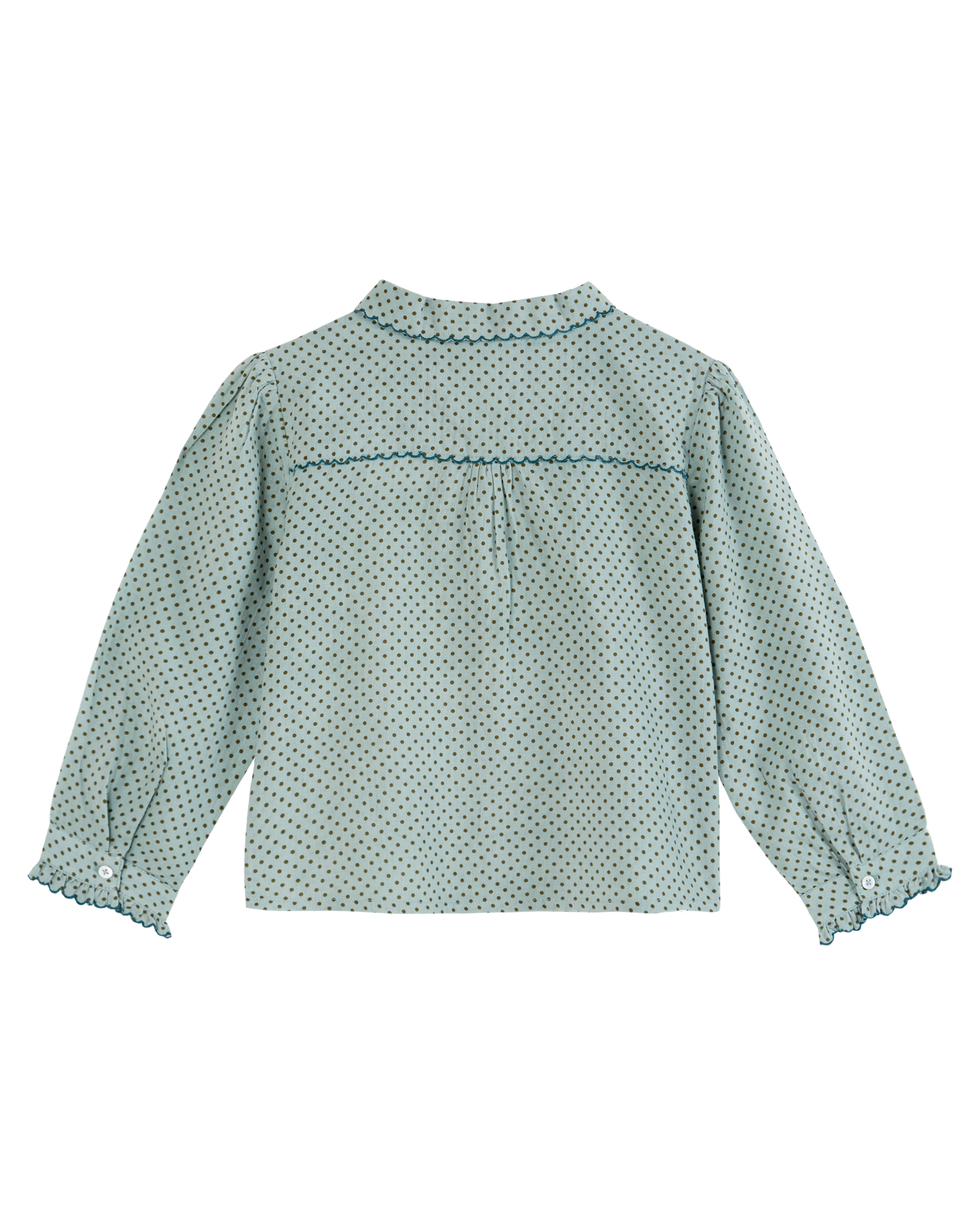 Blouse col noué à pois céladon